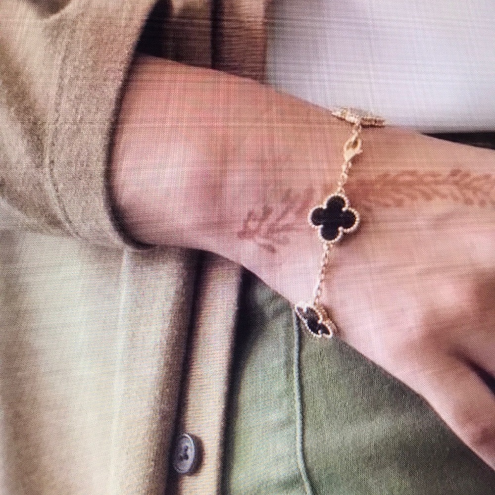VanCleef & Arpels Gold Bracelet with Black Clover Motifs